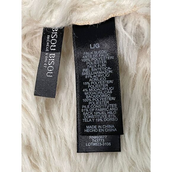 BISOU Bisou Women’s Open Front Faux Suede/Fur Vest-Ivory Size L - Picture 7 of 8
